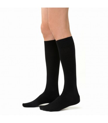 Art. 130 ER001 38-40 CZARNY - PODKOLANÓWKI DAMSKIE Z WEŁNY MERINO