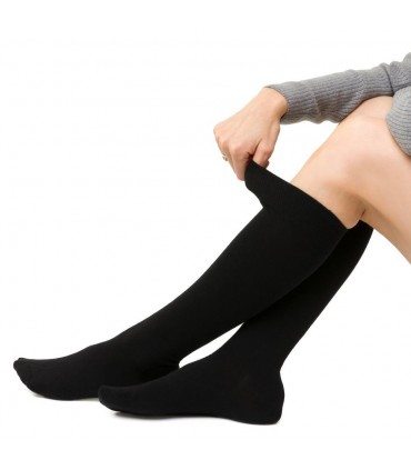 Art. 130 ER001 38-40 CZARNY - PODKOLANÓWKI DAMSKIE Z WEŁNY MERINO
