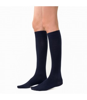 Art. 130 EP005 35-37 GRANATOWY - FROTOWY ŚCIĄGACZ - PODKOLANÓWKI DAMSKIE Z WEŁNY MERINO