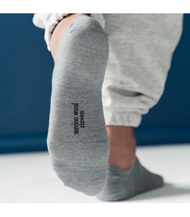 Art. 130 HJ001 41-43 SZARY - STOPKI Z WEŁNY MERINO