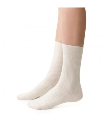 Art. 130 EM007 35-37 ECRU - SKARPETKI BEZUCISKOWE Z WEŁNY MERINO