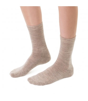 Art. 130 IR003 35-37 MELANŻ BEŻ - SKARPETKI PÓŁFROTTE Z WEŁNY MERINO