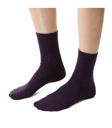 Art. 130 GA011 35-37 MELANŻ FIOLET - SKARPETKI DAMSKIE Z WEŁNY MERINO