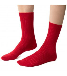 Art. 130 EN016 38-40 CZERWONY - SKARPETKI BEZUCISKOWE Z WEŁNY MERINO
