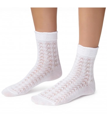 Art. 205 FL001 35-37 BIAŁY - AŻUROWE SKARPETKI DAMSKIE