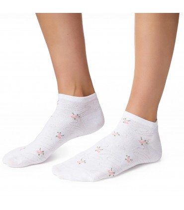 Art. 114 KH169 38-40 BIAŁY - STOPKI DAMSKIE W KWIATKI