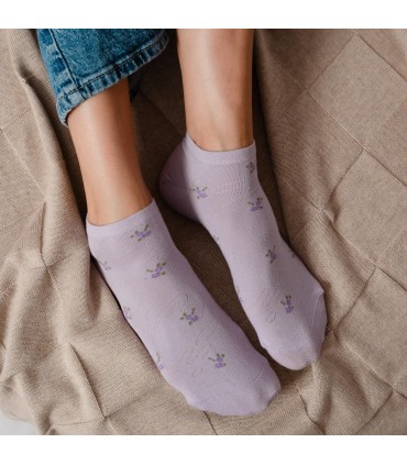 Art. 114 KG171 35-37 JASNY FIOLET - STOPKI DAMSKIE W KWIATKI