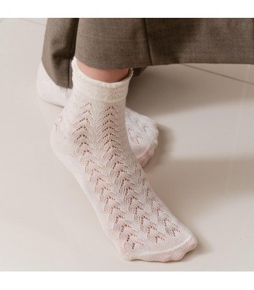 Art. 205 FU002 38-40 ECRU -  AŻUROWE SKARPETKI DAMSKIE