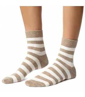 Art. 099 DR134 38-40 MELANŻ BEŻ -  SKARPETKI DAMSKIE W PASKI