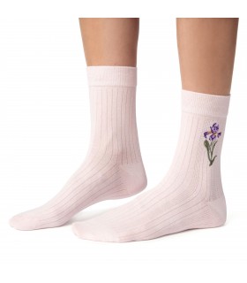 Art. 017 NY053 38-40 JASNY RÓŻ - SKARPETKI Z KWIATEM