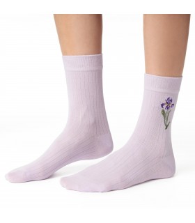 Art. 017 NY054 38-40 JASNY FIOLET - SKARPETKI Z KWIATEM