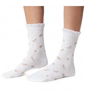 Art. 017 NY058 38-40 BIAŁY - SKARPETKI W KWIATKI
