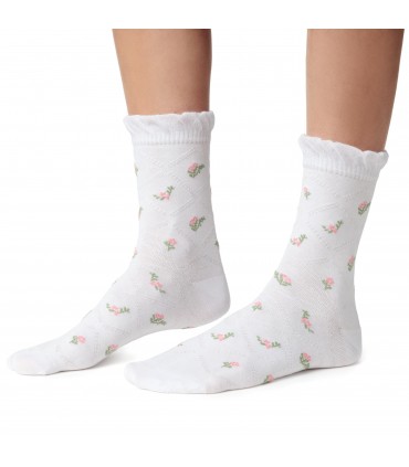 Art. 017 NY058 38-40 BIAŁY - SKARPETKI W KWIATKI
