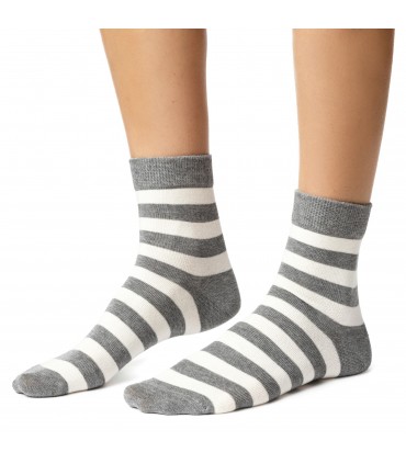 Art. 099 DR135 38-40 MELANŻ SZARY - SKARPETKI DAMSKIE W PASKI