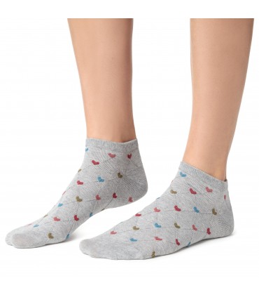 Art. 114 KH180 38-40 MELANŻ JASNY SZARY - STOPKI DAMSKIE WZOROWANE