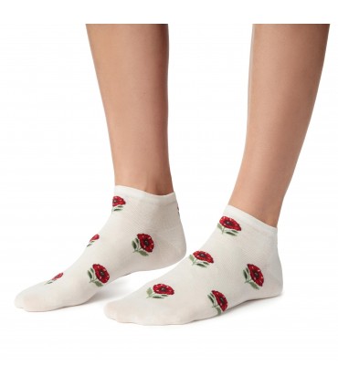 Art. 114 KG181 35-37 ECRU - STOPKI DAMSKIE WZOROWANE