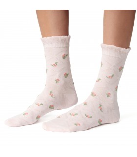 Art. 017 NS059 35-37 JASNY RÓŻ - SKARPETKI W KWIATKI