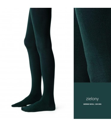 Art. 130 BJ006 M/L 156 - 168 ZIELONY - RAJSTOPY DAMSKIE Z WEŁNY MERINO