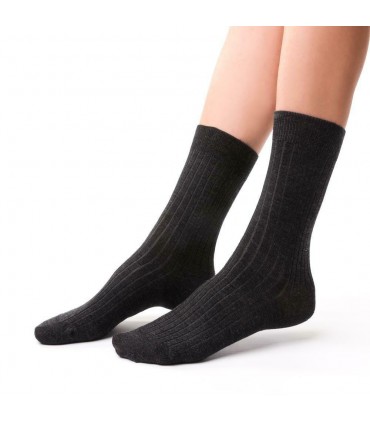 Art. 130 EM005 35-37 MELANŻ GRAFIT - SKARPETKI BEZUCISKOWE Z WEŁNY MERINO