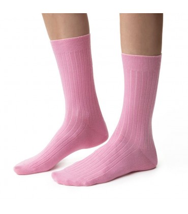 Art. 130 EN013 38-40 PUDROWY  RÓŻ - SKARPETKI BEZUCISKOWE Z WEŁNY MERINO