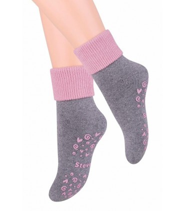 ART. 155 RO011 20-22 MELANŻ SZARY - SKARPETKI FROTTE ANTYPOŚLIZGOWE