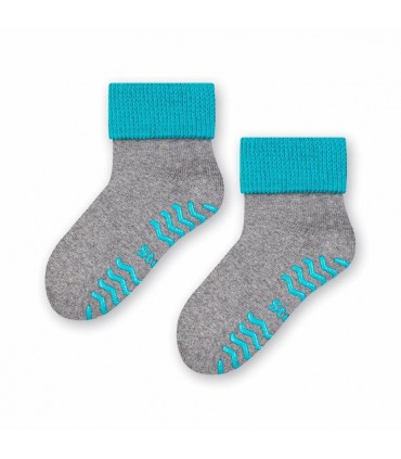 ART. 155 RO008 20-22 MELANŻ SZARY - SKARPETKI FROTTE ANTYPOŚLIZGOWE